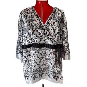 NWOT Lane Bryant Women’s Plus Sz 18 20 Embellished Kimono Boho Satin Blouse